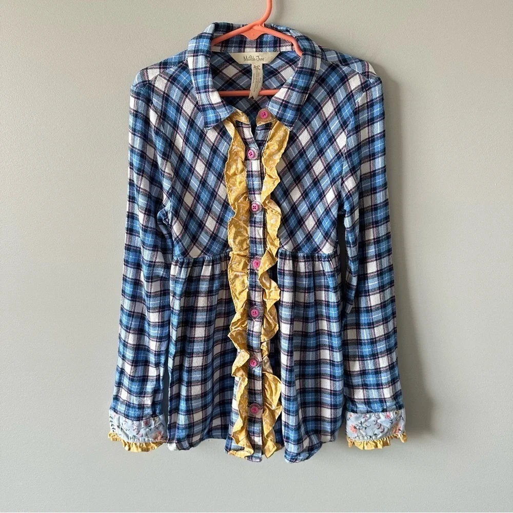 Matilda Jane size 10 Make Believe Floating Away tunic plaid flannel